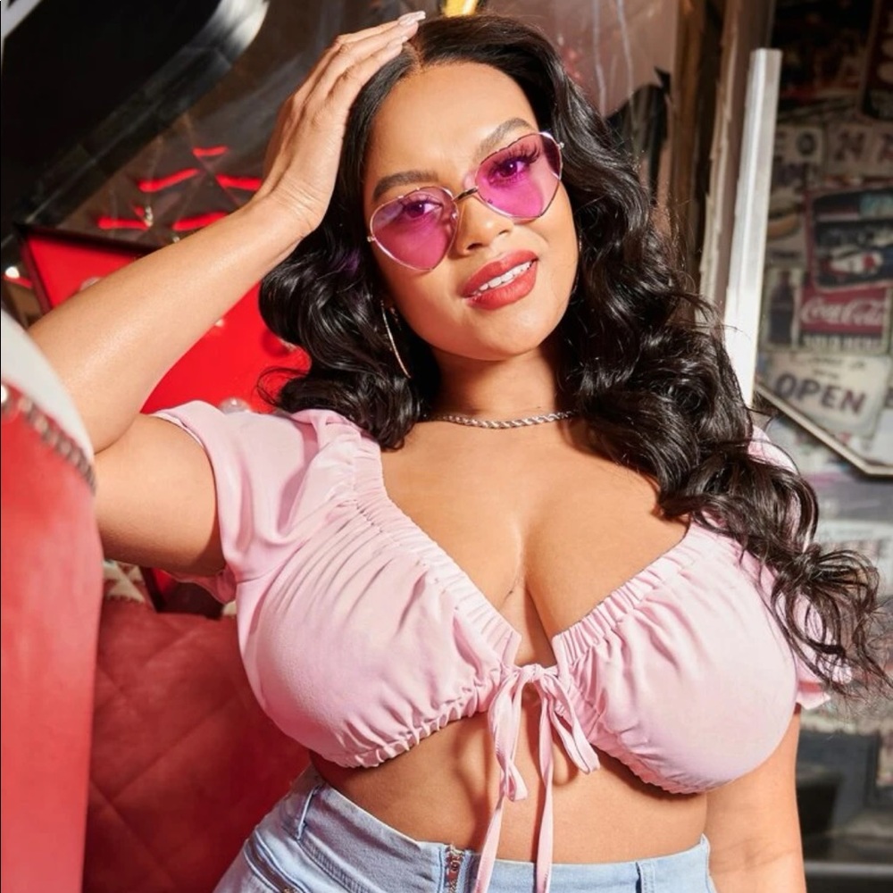 Baby Pink Tie-Front Crop Top